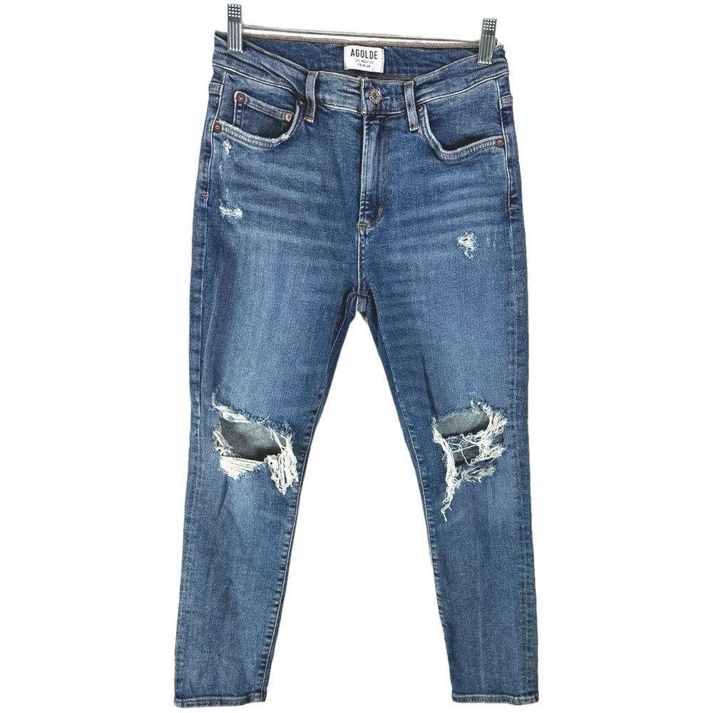Agolde Jeans Sophie Distressed High Rise Skinny Crop A018 E-843 Size 28